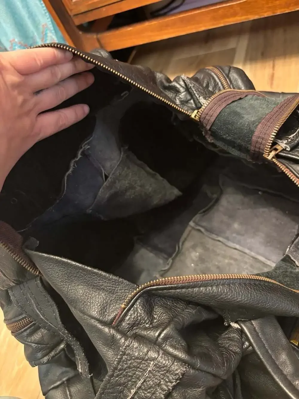 70s Vintage Large Black Genuine Cowhide Leather Travel Duffle Weekender Bag